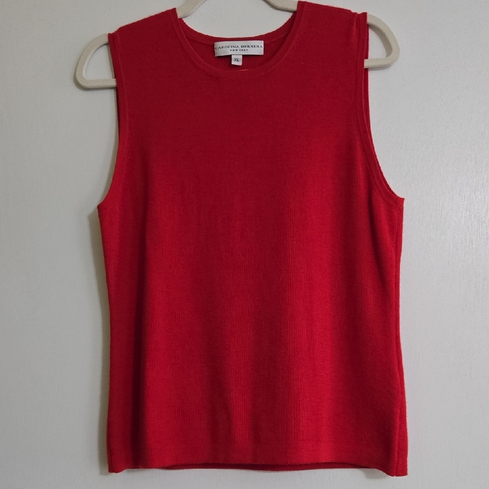 Carolina Herrera Vibrant Red Sleeveless Fitted Tank